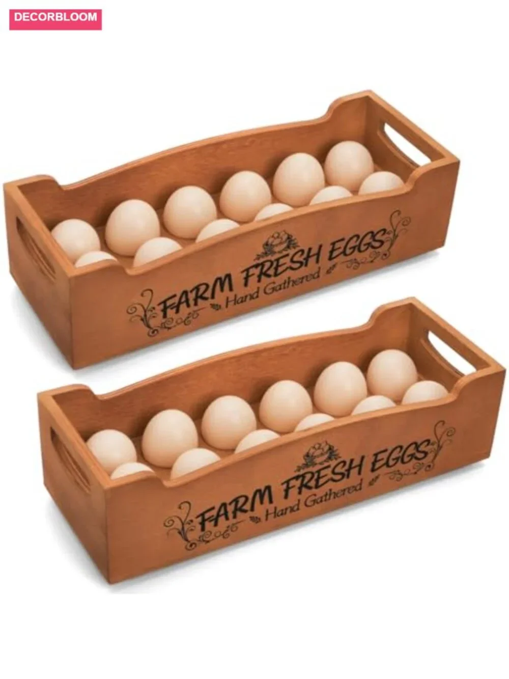 Wooden Egg Holder for Countertop, Stackable 2-Tier Egg Crates for 24 Eggs with